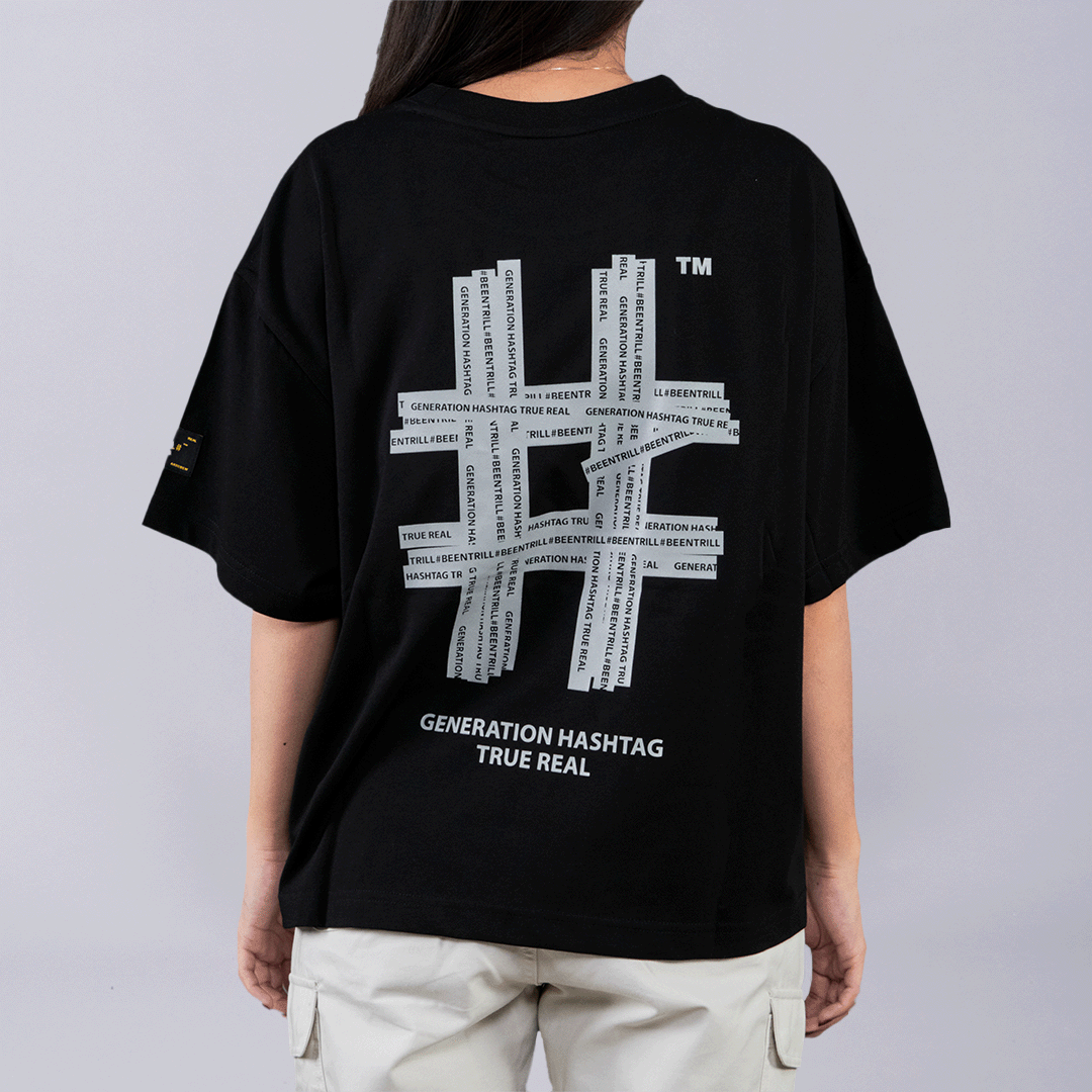[BEENTRILL]★NEW HASHTAG LONG T-SHIRT Men's Been Trill M/L Black Graphic Long Sleeve Sweatshirt