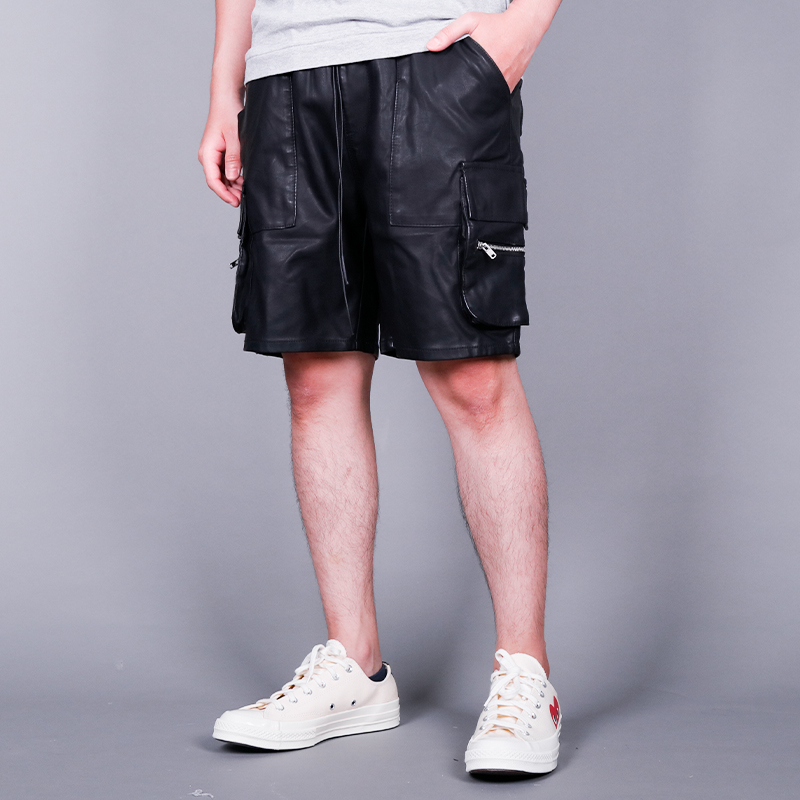 Hyperdenim Leather Cargo Shorts Black HS22