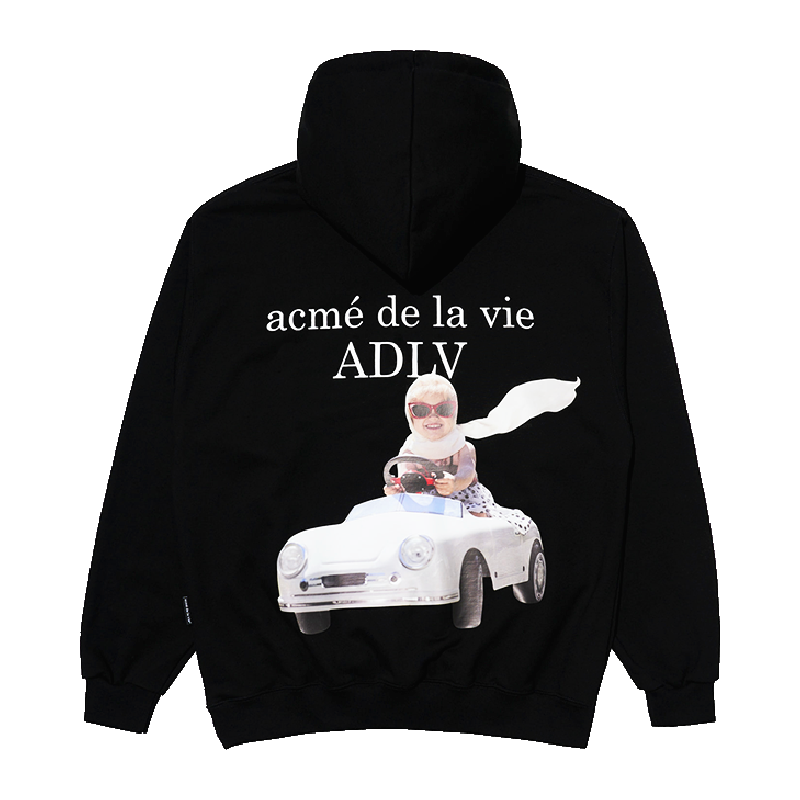 ADLV Baby Face Sports Car Girl Hoodie Black | HM8Store