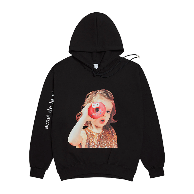 ADLV Baby Face Bling Donut Girl Hoodie Black | HM8Store