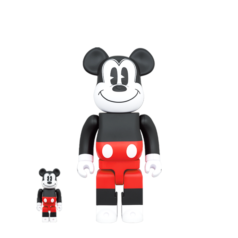 Hat and Poncho Mickey 100% + 400% Bearbrick Set by Medicom